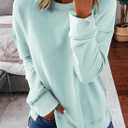 Dokotoo Women's Casual Crew Neck Sweatshirt Loose Soft Long Sleeve Pullover Tops (Teal, XL)