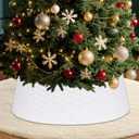 Round Christmas Tree Skirt 26 Inch - Plastic Woven Look Design, Interlocking Sections for Easy Setup,Gift for Christmas and Halloween Decoration Trees with a Height of Less Than 7 FT