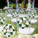 4 Pcs Magnolia Candle Rings Wreaths Artificial Floral Wreath with Green Leaves All Seasons White Magnolia Wreath for Wedding Centerpieces Table Decoration