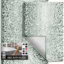 Hearth & Harbor Bathroom Rugs, Chenille Bath Mat - Machine Washable Bath Mats for Bathroom Non-Slip Backing Rubber, Quick Dry Bathroom Mat, 17 x 24 + 20 x 32 - Ombre Green