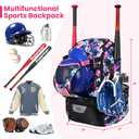 Softball Bag,Softball Bat Bag For Youth Adults,Baseball Bag with Fence Hook for TBall Bat & Equipment,Lightweight Baseball Bat Backpack with Shoe Compartment,Large Main Compartment for Helmet