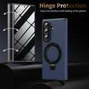 for Samsung Galaxy Z Fold 7 Magnetic Case with Privacy Screen Protector, Hinge Protection & Magnetic Kickstand, Luxury Premium Leather Slim Fit Protective Phone Case for Galaxy Z Fold7 Case, Black