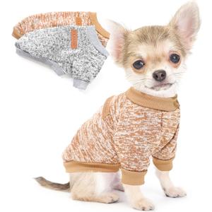 2 Pack 2.5-3.5lbs Dog Sweaters for Small Dogs Dog Clothes Winter Fleece Puppy Sweater Warm Pet Outfits for Yorkie, Chihuahua, Bulldog, Dachshund, Pug, XXS (Gery+Brown)