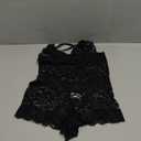 Lilosy Sexy Sheer Floral Lace Pajamas Lingerie Set High Waist Sleepwear Bra and Panty 2 Piece Nightwear (Small, Black)