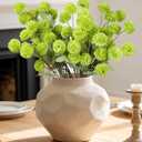 INQCMY Artificial Flowers 12 Pcs Ball Chrysanthemums for Weddings Silk with Stemsdiy Champagne Bouquets Indoor and Outdoor Decoration Kitchen Table Decor (Dark Green)