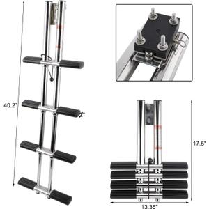 NovelBee 4 Step Dual Vertical Telescopic Boat Dive Ladder with transom mounting Bracket,316 Stainless Steel Sport Ladder for Marine Boat Yacht Swimming Pool
