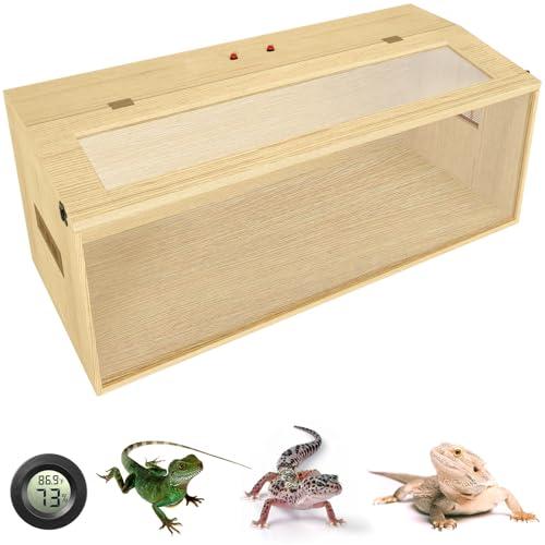 75 Gallon Reptile Tank, Wooden Bearded Dragon Terrarium Tank with Top Ventilation, Large Reptile Enclosure for Snake, Lizard, and Leopard Gecko, Includes Feeding Tongs, 48" L x 20" W x 20" H