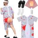 Maiteenly 5 Pcs Patient Gown Hospital Gown Halloween Costume Set for Adult Funny Shorts for Halloween Cosplay Party Men Women (XX-Large, White)