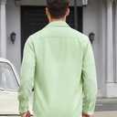 HISDERN 337 Mens Casual Shirts Long Sleeve Button Down Shirts Wrinkle Free Solid Collared Textured Shirt with Pocket (XXL)