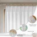 MAIHER Extra Wide Semi Sheer Pinch Pleated Curtains 72 Inches Wide White Linen Texture Pleated Drapes with Hooks Light Filtering for Living Room Sliding Glass Door 1 Panel 72" W x 84" L