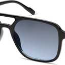 SOJOS Retro Aviator Sunglasses for Women Men,Trendy Rectangle Womens Mens Shades Sun Glasses SJ2202 (Black Frame/Blue Grading Lens)