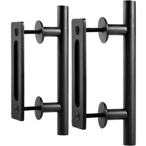 EaseLife 2 Pack 12" Sliding Barn Door Handles and Pulls, Rustic Double Sided Hardware Set, Heavy Duty, Matte Black Powder Coated Finish, Easy Install
