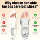 Hiking Barefoot Shoes for Women Men Breathable & Non-Slip Athletic Barefoot Wide Toe Water Shoes Lightweight Perfect for Walking, Running, and Swimming (8 Women/6 Men, White)