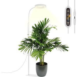 GLOWRIUM Grow Lights for Indoor Plants, Full Spectrum LED Grow Light Floor Lamp with Stand Adjustable Height and Angle, Black Plant Light with 3/9/12H Grow Light Timer (White, 20W)