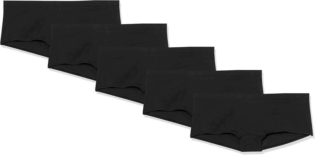 Amazon Essentials Women's Cotton Boyshort Underwear, Pack of 5 (2X, Black)