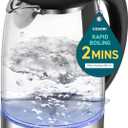 Cosori Electric Kettle, No Plastic Filter & Spout, 1.7L Tea Kettle & Hot Water Boiler For Coffee & Tea, Water Heater & Teapot, Automatic Shut Off, Borosilicate glass, Black, 1500W (1.8 Quarts)
