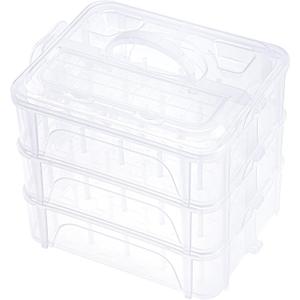 New brothread 3 Layers Stackable Clear Storage Box/Organizer for Holding 60 Spools Home Embroidery & Sewing Thread (Spool Size Requirement: Height2.2"/5.6CM; Width1.69"/4.3CM)