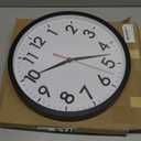 AKCISOT 14 Inch Wall Clock Silent Non-Ticking Modern Wall Clocks Battery Operated - Analog Classic Clock for Office, Home, Bathroom, Kitchen, Bedroom, School, Living Room(Black)