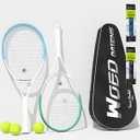 Adult 2 Player Tennis Racket Perfect for Beginner and Professional Players, 27” Speed Tennis Racquet Include Tennis Balls, Overgrips, Tennis Bag, Vibration Dampe, Cover