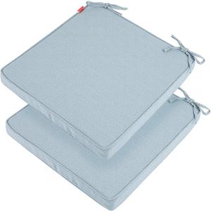 Patio Chair Cushion 18"x18"x2.5" for Patio Furniture, 2 Pack, Indoor/Outdoor Waterproof Square Corner Seat Cushion with Ties, Chair Pads for Garden Dining Office Sofa-Frost Blue