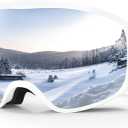 Ski Goggles Snowboard Goggles for Men Women Adults Youth,Over Glasses OTG/100% UV Protection/Anti-fog/Wide Vision, A01-white/Silver (vlt 13.8%)