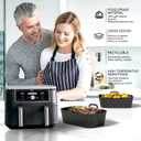 Silicone Air Fryer Liners 2 Pack, Reusable Liners Compatible for Ninja Foodi DZ201, DZ401, DZ550, COSORI, Chefman, Instant Air Fryer, and 6-in-1 8-10QT Air Fryer Baskets (Black)