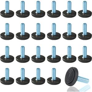 WAFJAMF 24 PCS M8 Thread Adjustable Furniture Levelers Screw in Threaded, Adjustable Levelers Feet Screw On Furniture Glide Leveling for Table, Chair, Furniture Legs (M8 Thread)