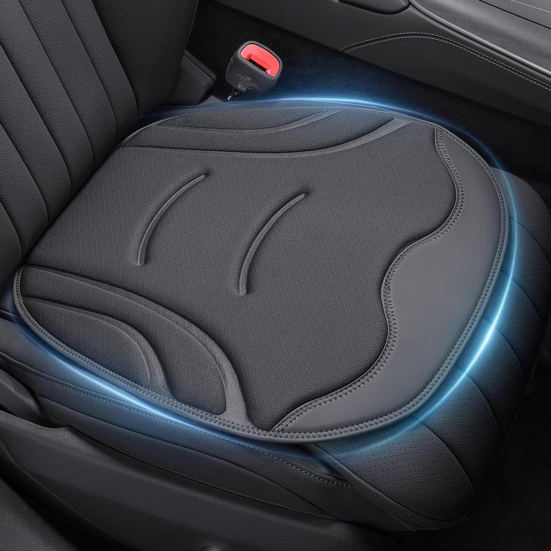 HOLDCY 2Pcs Car Seat Cushion Ergonomic Comfort, Breathable Material, and Universal Fit, Anti-Slip Bottom for Secure Fit Ideal for Cars, Office Chairs, and Long-Haul Trucks (Black)