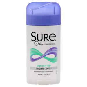Sure Deodorant Original Solid, Unscented (Pack of 1)