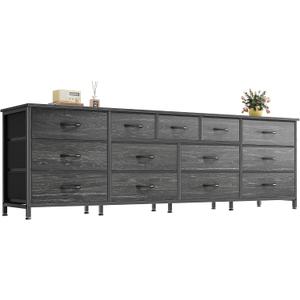 Huuger 70 Inch Dresser for Bedroom, TV Stand for 65, 75, 80 Inch TV, 13 Fabric Drawer Long Dresser, Large Entertainment Center for Bedroom, Wide Chest of Drawer with Storage, Charcoal Black