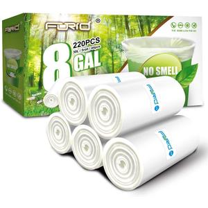 FORID Clear Medium Garbage Bags 8 Gallon Plastic Trash Bags 30 Liter Wastebasket Bin Liners 220 Count for Bathroom Bedroom Office Trash Can