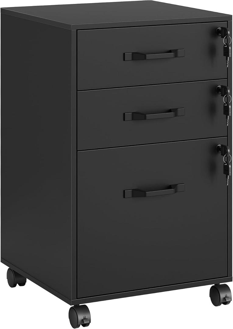 VASAGLE Mobile File Cabinet, 39x45x60 cm, Ink Black UOFC084BC01S