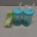 The First Years Squeeze & Sip Toddler Straw Cups - Squeezable Transition Sippy Cup with Silicone Straw - Toddler Feeding Supplies - 7 Oz - 3 Count - Ages 6 Months and Up (Green/Teal)