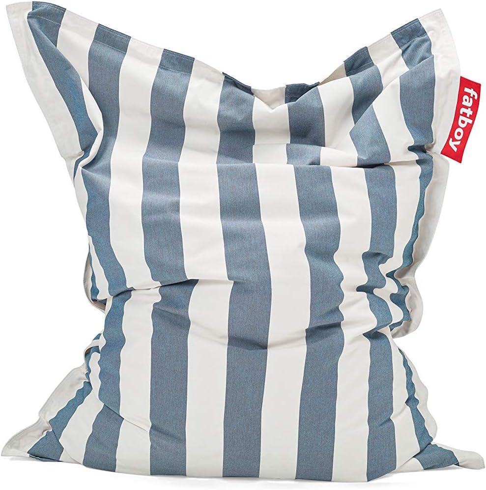Fatboy Slim Outdoor Bean Bag Chair, Stripe Ocean Blue, Medium, 47"D x 61"W x 8"H