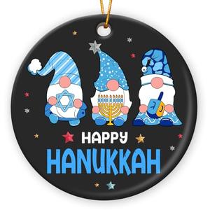 Happy Hanukkah Ornament 2025 - Gnome Ornaments for Christmas Tree, Funny Hanukkah Gifts for Women, Men, Jewish Gifts for Friends, Chanukah Christmas Ornament, Gnome Ornaments for Hanging Decorations