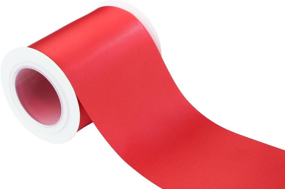 2 x Ribbonitlux 3" Wide Double Face Satin Ribbon 5 Yards (250-Red, Set for Gift Wrapping, Party Decor, Sewing Applications, Wedding and Craft