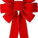 Red Christmas Bows Decorations Big Velvet Bow with Wired Gold Border for Tree Topper, Wreaths, Outdoor, Garland, Outside (12 * 14 inch)