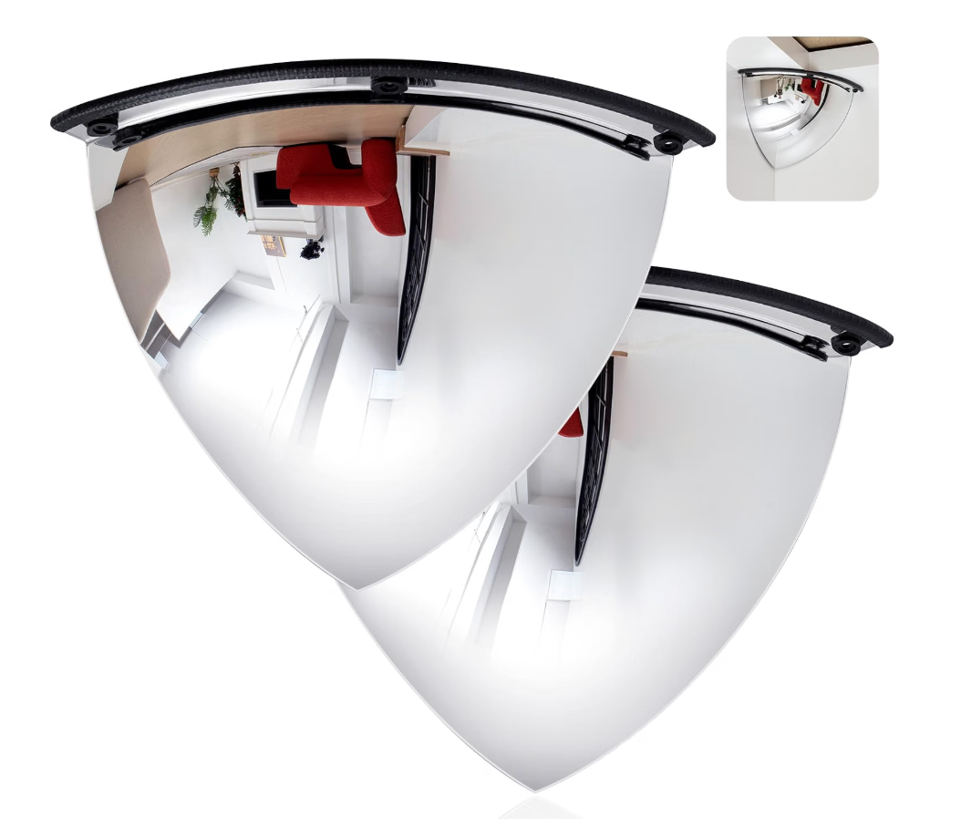 2 Pcs 90° 24" 1/4 Acrylic Quarter Dome Security Mirror