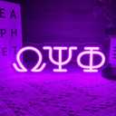 Psi Phi Fraternity Neon Signs for Wall Decor,Dimmable Led Greek Lettering Psi Phi Decor,USB Powered Fraternity Gifts for Man Cave Kids Room Bedroom Bar Birthday Gifts(11.8 * 4in (Purple)