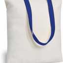 TOPDesign 12-Pack Economical 16"x15" Cotton Tote Bag, Lightweight Medium Reusable Grocery Shopping Cloth Bags, Suitable for DIY, Advertising, Promotion, Gift, Activity (Blue/Natural)