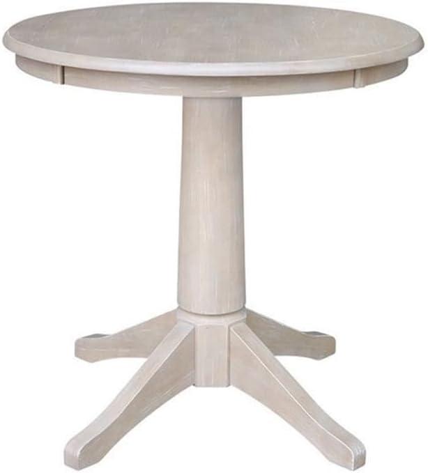 International Concepts 30" Round Top Pedestal Table-28.9" H, Washed Gray Taupe