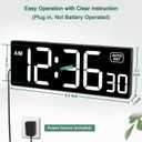Soobest LED Digital Wall Clock with Seconds, Electric Clock Plug Auto DST Dimmer LED Large Display 10 Inches (White)