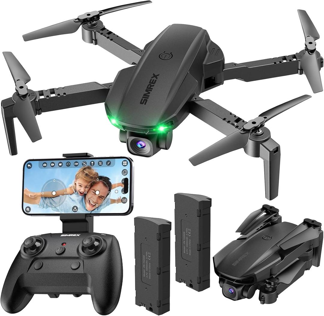 SIMREX Drone With Camera 1080P for Kids And Adults, RC Quadcopter With Altitude Hold, Mini Drone With One Key Start, Waypoint Fly, Headless Mode, 3D Flip, 3 Speeds, Remote Control Drone for Beginners (Black)