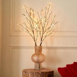 BAOLITVINE Lighted Willow Branches with Timer 70 Fairy Lights 18IN, Brown Twig Branch Lights for Indoor Outdoor Home Fireplace Christmas Decorations