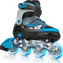 Adjustable Inline Skates for Kids and Adults, Outdoor Beginner Roller Skates with All Light Up Wheels for Girls, Boys, Men and Women (Medium(US 2Y-5Y)Big Kid, Blue)