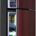 Dorm Fridge with Freezer, Small Refrigerator 3.45 Cu. Ft. with Freezer for Apartment, 7-Level Temperature Adjustable Apartment Size Fridge for Kichen, College, Office, Wood