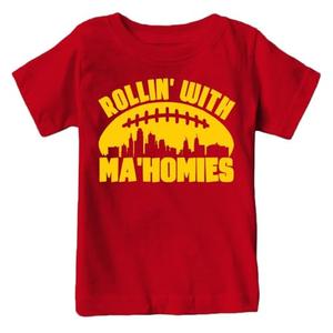 Rollin' with Ma'homies Skyline Kids T-Shirt (Red T-Shirt, YM), Size M