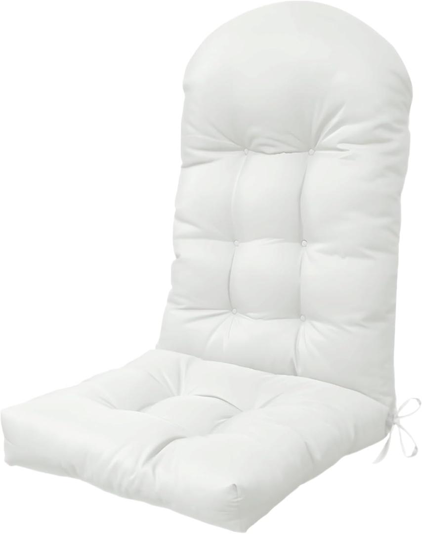 Adirondack Chair Cushion, 44x19x5 Inches, Enlarged Thickened Rocking Chair Pad with Splash Proof Fabric, High Back Support with Ties (Milk White)