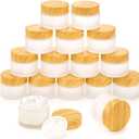 ZENFUN 16 Pcs Glass Cosmetic Containers 1.7 Oz/50ml Empty Sample Jars with Plastic Lid, Travel Pots with Lid, Small Makeup Sample Jars, Refillable Travel Jars for Cream, Lotions, Lip Balm