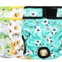 Langsprit Washable Female Dog Diapers (3 Pack) - No Leak Reusable Diapers for Doggy Female in Period - Highly Absorbent Dog Heat Panties with Adjustable Snaps (Koala, Small)